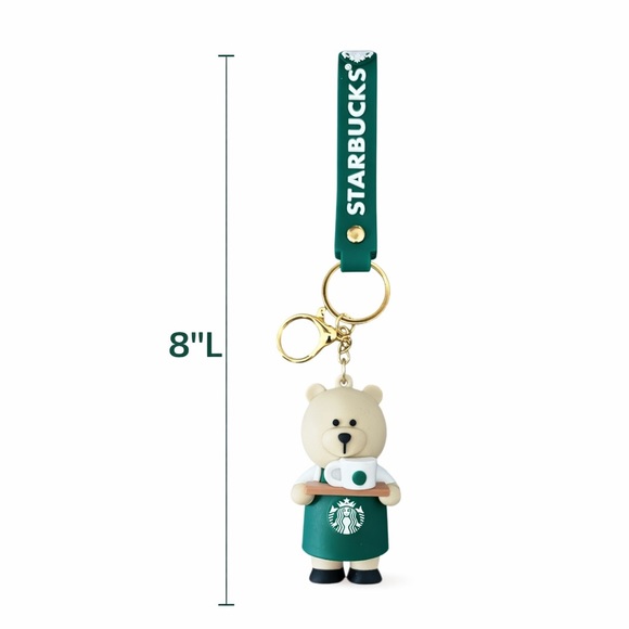 Starbucks Bearista Keychain Green Strap Coffee Lover Bag Charm 8”L - NWOT - Picture 10 of 10